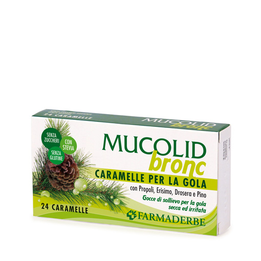 Mucolid Bronc Caramelle Balsamiche Propoli, Erisimo, Drosera, Pino 24 caramelle