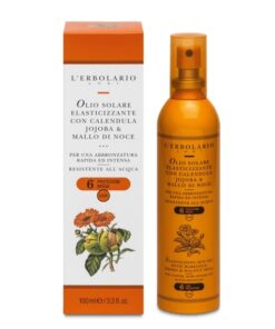 Olio solare elasticizzante con Calendula, Jojoba & Mallo di Noce SPF 6 100 ml